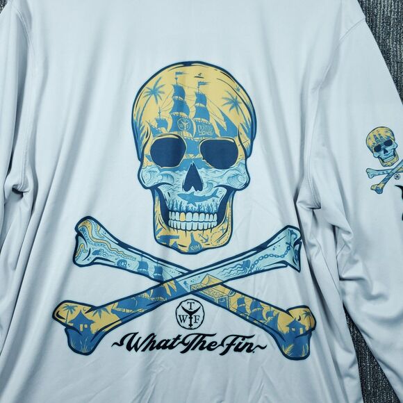 What The Fin Performance Long Sleeve Skull Graphic Fishing Shirt, Size: XL - Picture 3 of 13